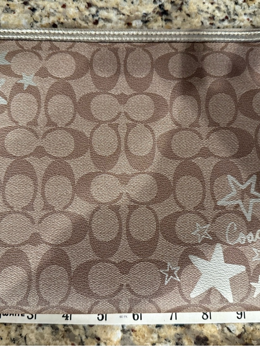 Coach Signature Canvas Tablet Sleeve Case Brown Gold Stars 11x9 EUC
